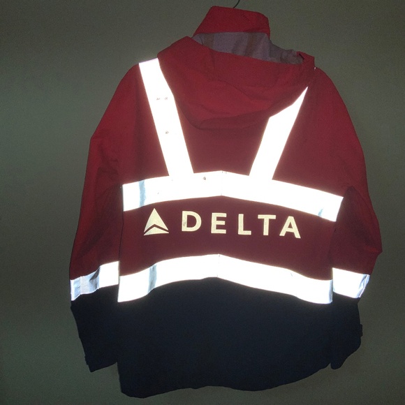 Delta Airlines Lands' End Orange Reflective Hi Vis Jacket Ramp Agent Size XS/S - Picture 3 of 11
